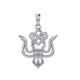 Cuttlefish with Celtic Heart and Gemstone Eyes Silver Pendant TPD6077