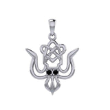 Cuttlefish with Celtic Heart and Gemstone Eyes Silver Pendant TPD6077 - Jewelry