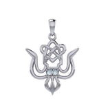 Cuttlefish with Celtic Heart and Gemstone Eyes Silver Pendant TPD6077