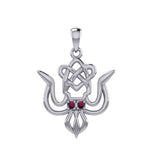 Cuttlefish with Celtic Heart and Gemstone Eyes Silver Pendant TPD6077