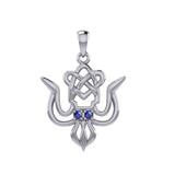 Cuttlefish with Celtic Heart and Gemstone Eyes Silver Pendant TPD6077 - Jewelry