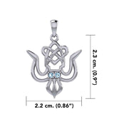 Cuttlefish with Celtic Heart and Gemstone Eyes Silver Pendant TPD6077 - Jewelry
