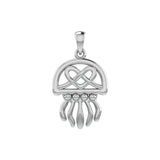 Jellyfish with Celtic Heart Silver Pendant TPD6078