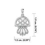 Jellyfish with Celtic Heart Silver Pendant TPD6078