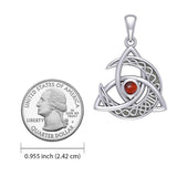 Trinity Knot with Celtic Crescent Moon Silver Pendant with Gemstone TPD6079