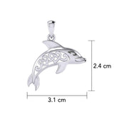 Celtic Dolphin And Double Heart Pendant TPD6084 - Jewelry