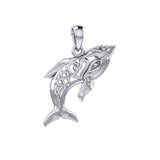 Celtic Whale with Double Heart Silver Pendant TPD6099