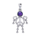 Peace Love and Celtic Tritinty Knot Doll Silver Pendant TPD6106 - Jewelry