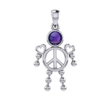 Peace Love and Celtic Tritinty Knot Doll Silver Pendant TPD6106