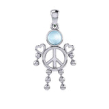 Peace Love and Celtic Tritinty Knot Doll Silver Pendant TPD6106