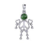 Peace Love and Celtic Tritinty Knot Doll Silver Pendant TPD6106