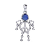 Peace Love and Celtic Tritinty Knot Doll Silver Pendant TPD6106