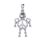 Peace Love and Celtic Tritinty Knot Doll Silver Pendant TPD6106 - Jewelry