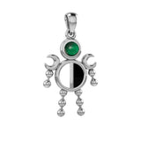 Half Moon Phase Silver Doll Pendant With Gem TPD6107