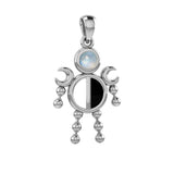 Half Moon Phase Silver Doll Pendant With Gem TPD6107