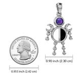 Half Moon Phase Silver Doll Pendant With Gem TPD6107