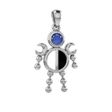 Half Moon Phase Silver Doll Pendant With Gem TPD6107 - Jewelry