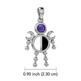 Half Moon Phase Silver Doll Pendant With Gem TPD6107