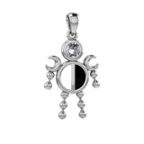 Half Moon Phase Silver Doll Pendant With Gem TPD6107