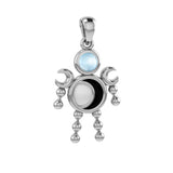 Crescent Moon Phase Silver Doll Pendant With Gem TPD6108 - Jewelry