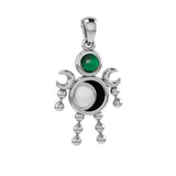 Crescent Moon Phase Silver Doll Pendant With Gem TPD6108 - Jewelry