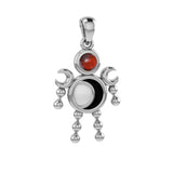 Crescent Moon Phase Silver Doll Pendant With Gem TPD6108