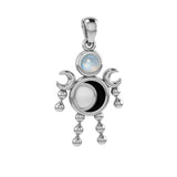 Crescent Moon Phase Silver Doll Pendant With Gem TPD6108