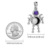 Crescent Moon Phase Silver Doll Pendant With Gem TPD6108 - Jewelry