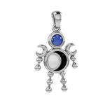 Crescent Moon Phase Silver Doll Pendant With Gem TPD6108