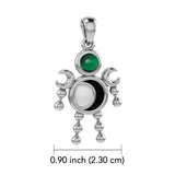 Crescent Moon Phase Silver Doll Pendant With Gem TPD6108 - Jewelry