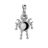 Crescent Moon Phase Silver Doll Pendant With Gem TPD6108