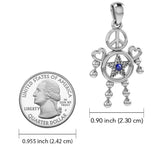 Peace with Five-Pointed Star and Love Doll Silver Pendant With Gem TPD6109