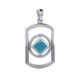 Rectangle Silver Pendant with Inlay Stone in NA Symbol Shape TPD6165 - Jewelry