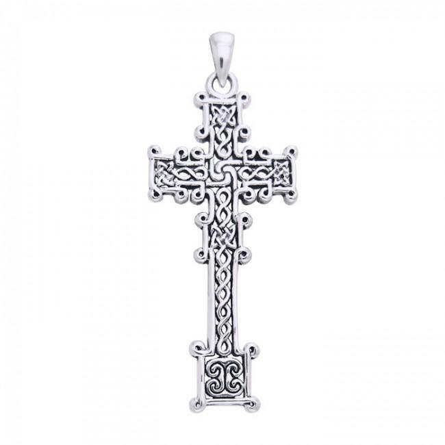 Cari Buziak Ornate Celtic Knotwork Cross Silver Pendant TPD630 - Jewelry