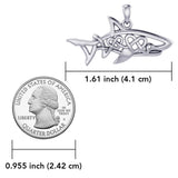 Shark with Double Celtic Heart Silver Pendant TPD7000 - Jewelry