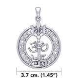 The Trishul Om Swastik Symbols Silver Pendant with Celtic Border TPD7001