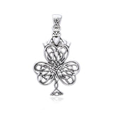 Celtic Knotwork Shamrock & Irish Claddagh Silver Pendant TPD957 - Jewelry
