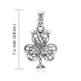 Celtic Knotwork Shamrock & Irish Claddagh Silver Pendant TPD957 - Jewelry