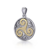 Celtic Triple Spiral Trinity/Triquetra Silver and Gold Pendant TPV345 - Jewelry