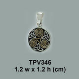 Celtic Three Single Spirals Triquetra Silver and Gold Pendant TPV346