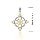 Celtic Quaternary Knot Silver and 14K Gold accent Pendant TPV554 - Jewelry