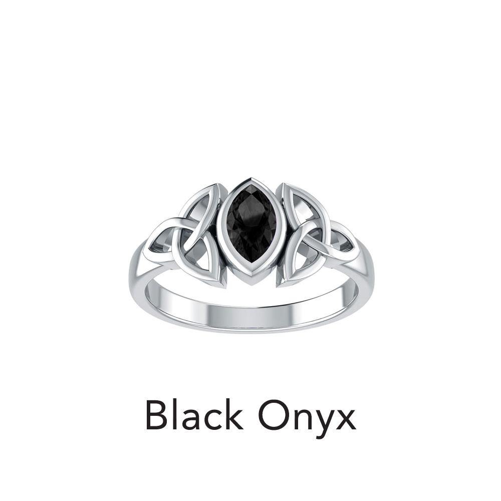 A Beautiful Tribute Celtic Triskele Silver Ring Black TR114 - Jewelry