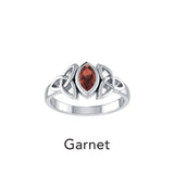 A Beautiful Tribute Celtic Triskele Silver Ring Garnet TR114 - Jewelry