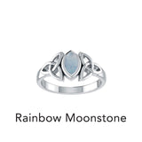 A Beautiful Tribute Celtic Triskele Silver Ring Rainbow Moonstone TR114 - Jewelry