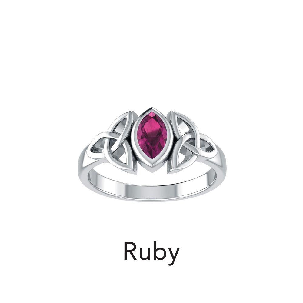 A Beautiful Tribute Celtic Triskele Silver Ring Ruby TR114 - Jewelry