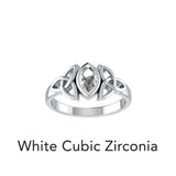 A Beautiful Tribute Celtic Triskele Silver Ring white cubic zirconia TR114 - Jewelry