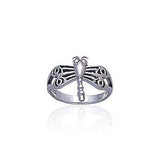 Dragonfly with Circles Silver Ring TR1326 - Jewelry