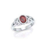 Love in interconnectedness ~ Sterling Silver Celtic Triquetra Knot Ring with Gemstone TR1420 - Jewelry