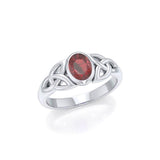 Love in interconnectedness ~ Sterling Silver Celtic Triquetra Knot Ring with Gemstone TR1420