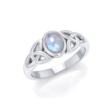 Love in interconnectedness ~ Sterling Silver Celtic Triquetra Knot Ring with Gemstone TR1420 - Jewelry